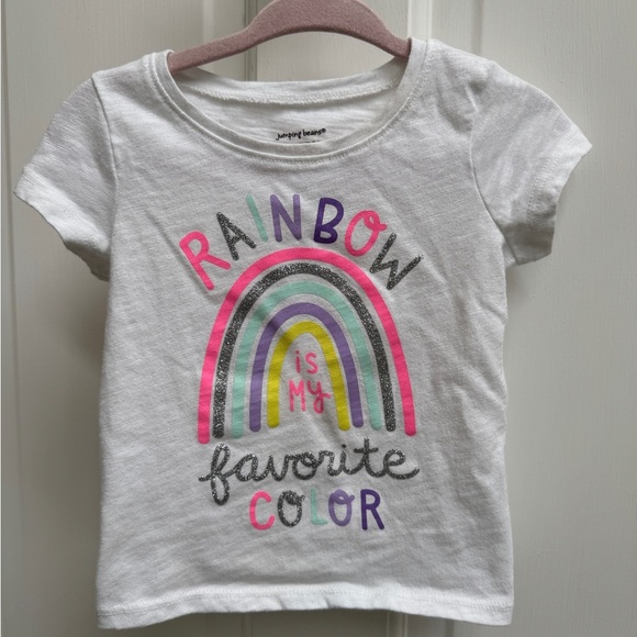 Jumping Beans 12M Girls White Short Sleeve T-Shirt Rainbow is my Favorite Color - Picture 1 of 5
